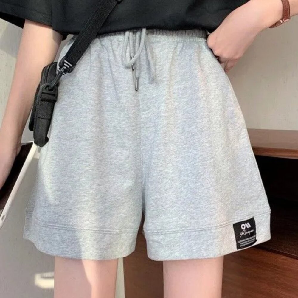 yesstyle light gray sweat shorts w/ drawstring | womens shorts